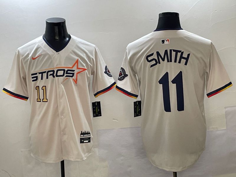 Men Houston Astros #11 Smith Cream three generations Joint Name Nike 2025 MLB Jersey style 3->houston astros->MLB Jersey